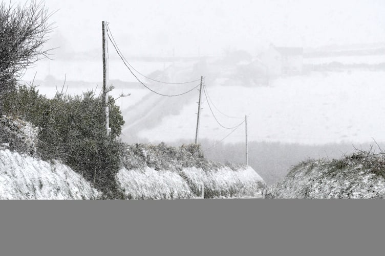 Snow and ice at Cronk y Voddy during the afternoon of Thursday, March 9