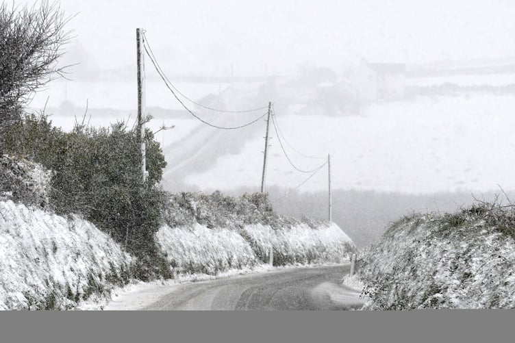 Snow and ice at Cronk y Voddy during the afternoon of Thursday, March 9