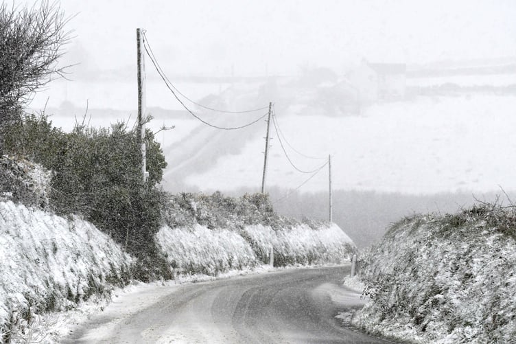 Snow and ice at Cronk y Voddy during the afternoon of Thursday, March 9