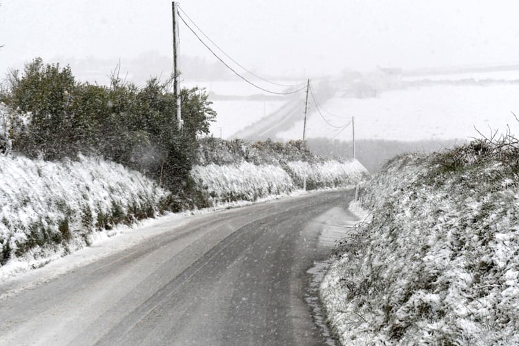Snow and ice at Cronk y Voddy during the afternoon of Thursday, March 9