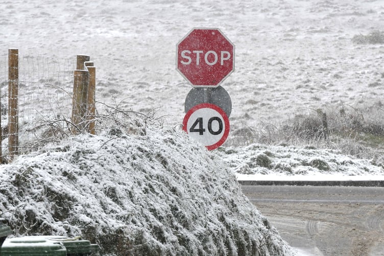 Snow and ice at Cronk y Voddy during the afternoon of Thursday, March 9