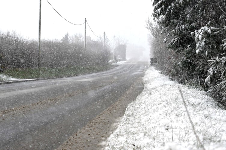 Snow and ice at Cronk y Voddy during the afternoon of Thursday, March 9