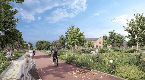 <p>A visualisation of the proposed hotel and cycling centre off the B2070 Greenway Lane roundabout near Buriton</p>