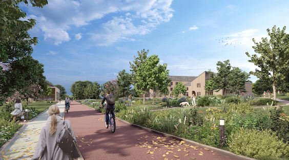 A visualisation of the proposed hotel and cycling centre off the B2070 Greenway Lane roundabout near Buriton