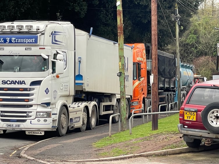 When lorries lined the road to the crossing. AQ 4576