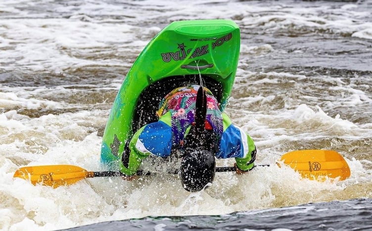 Sienna practising some of the freestyle kayak moves she will take to the world championships.