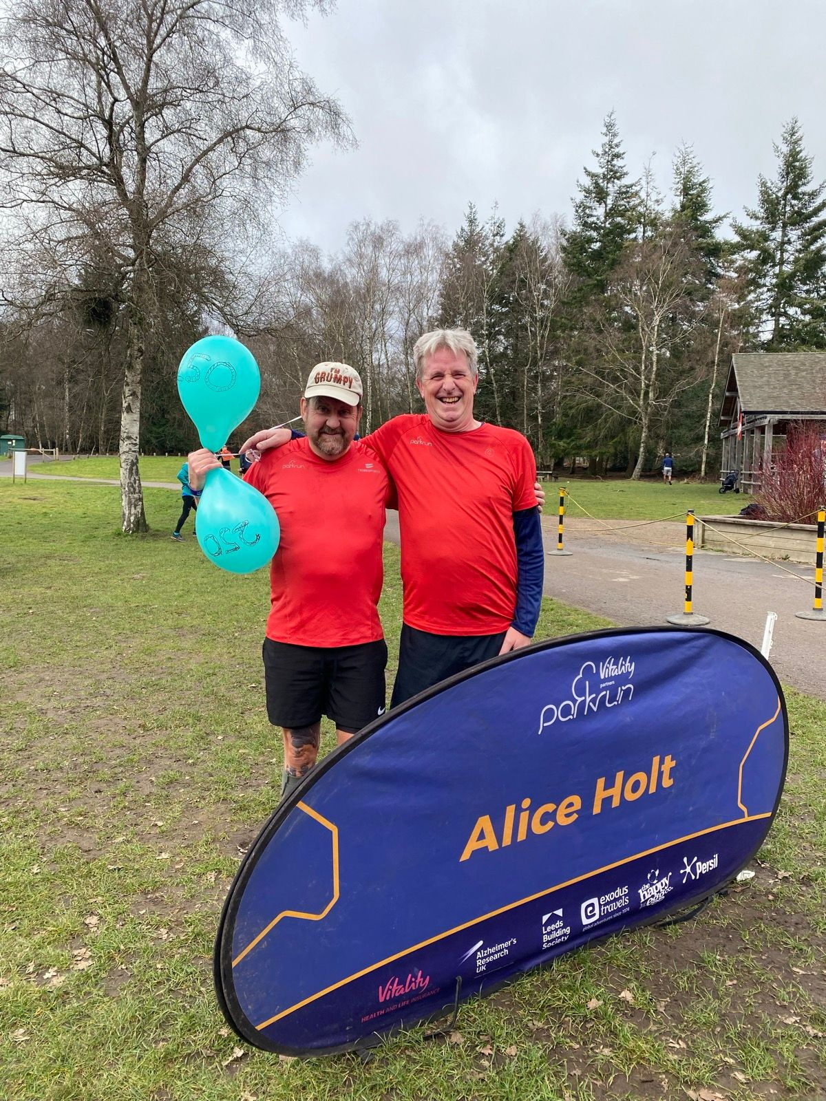 Dave Bateman and John Raynor celebrate their parkrun milestones