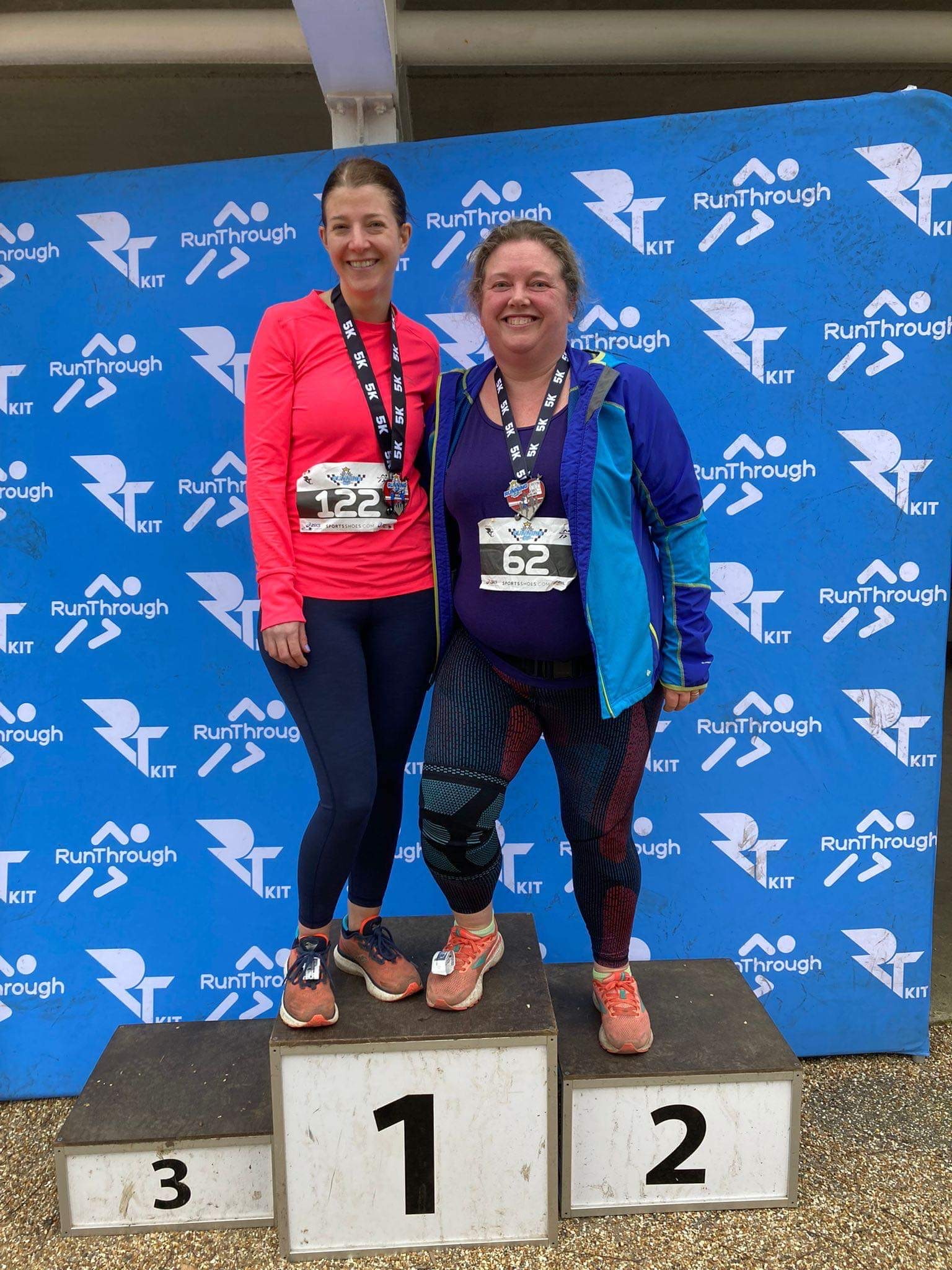 On the podium Gemma Reeder and Tina Farminer celebrate their success at Goodwood