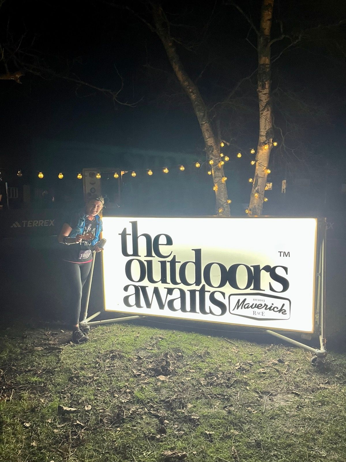 Rosie Dyke at the finish of the Sussex Dark Trail race