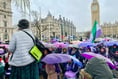 A sea of purple ‘WASPI’ women brought traffic to a standstill in Westminster on International Women’s Day