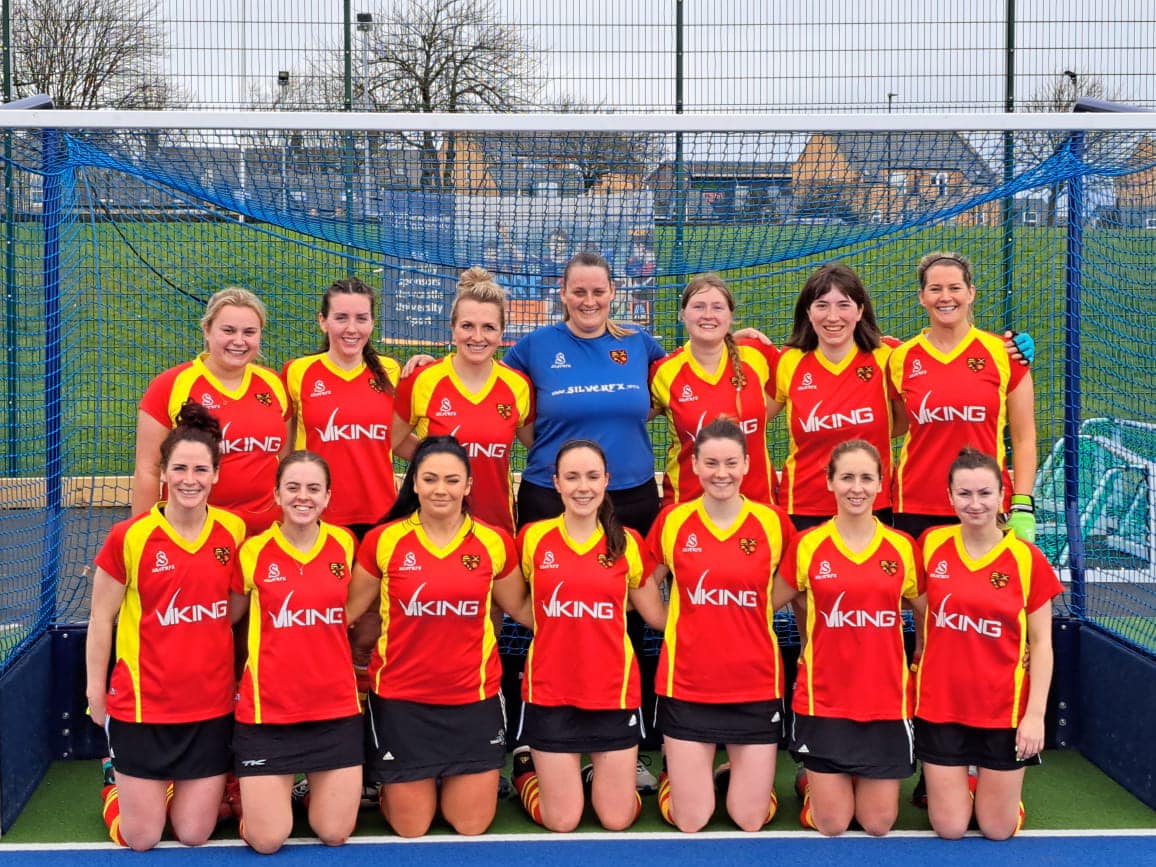 Women's hockey team after winning in the semi finals of the England Hockey Championships Tier Two