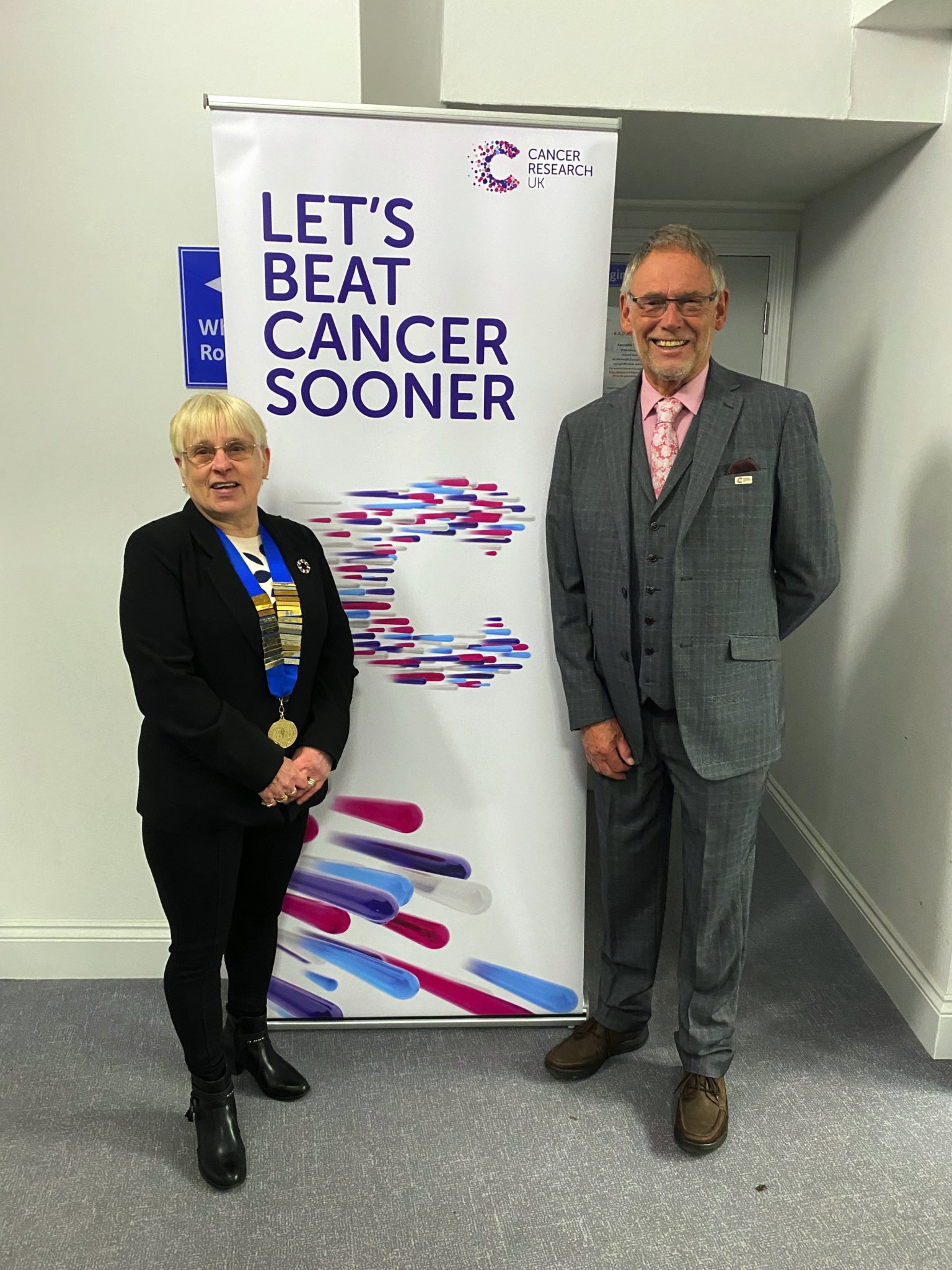 Above: John Reed, Chairman of the Liskeard Cancer Research committee and Deptuy Mayor of Liskeard, Councillor Christina Whitty at the art exhibiton