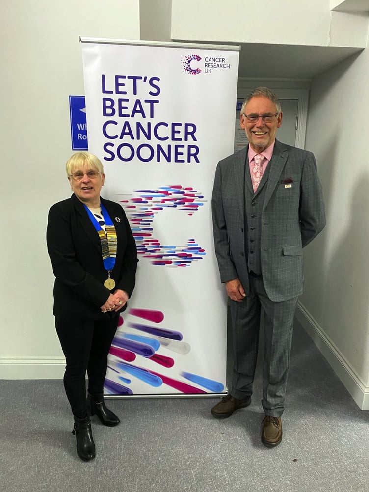 Above: John Reed, Chairman of the Liskeard Cancer Research committee and Deptuy Mayor of Liskeard, Councillor Christina Whitty at the art exhibiton