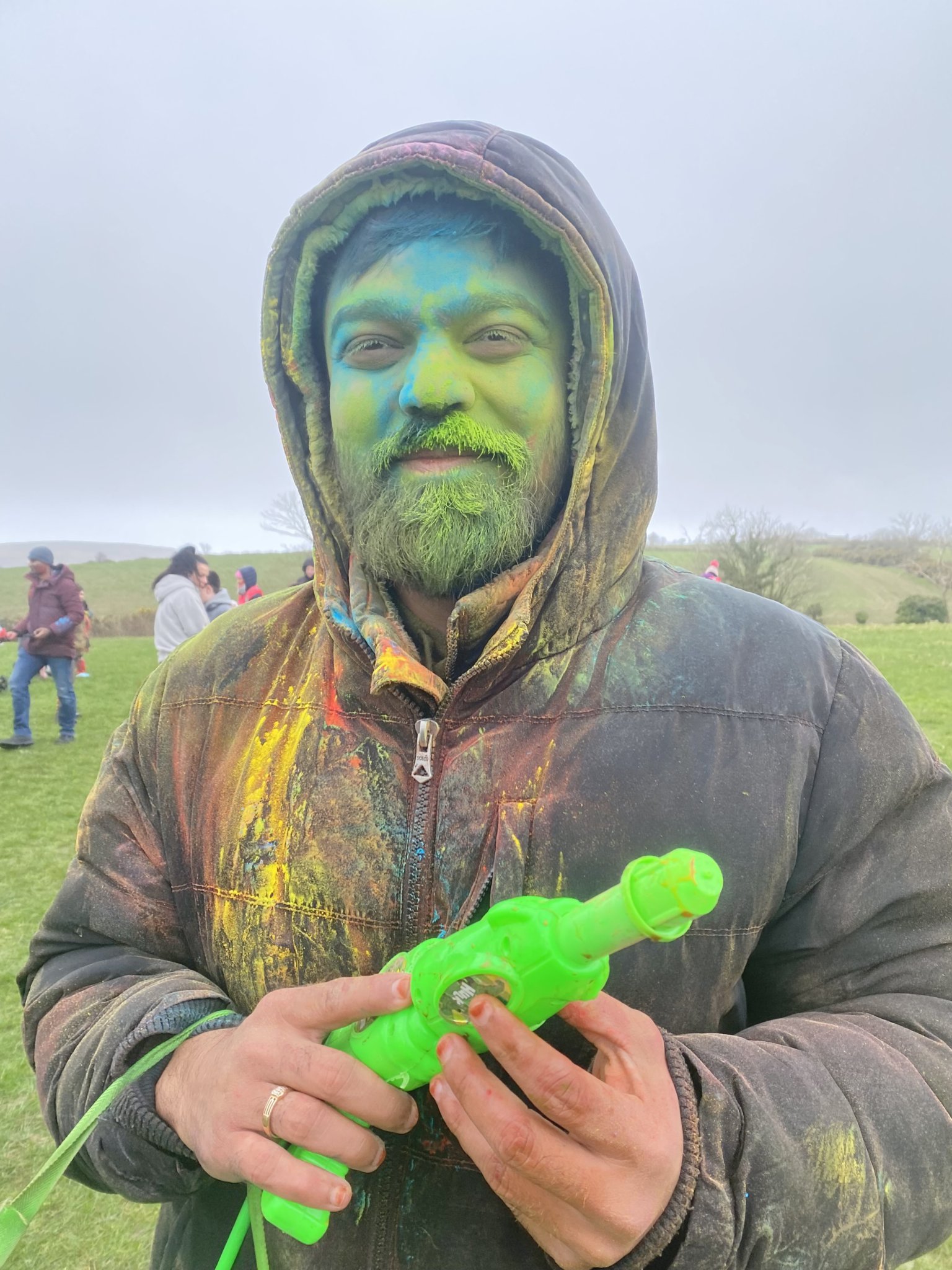 Hemanth Vyas holds up his water gun