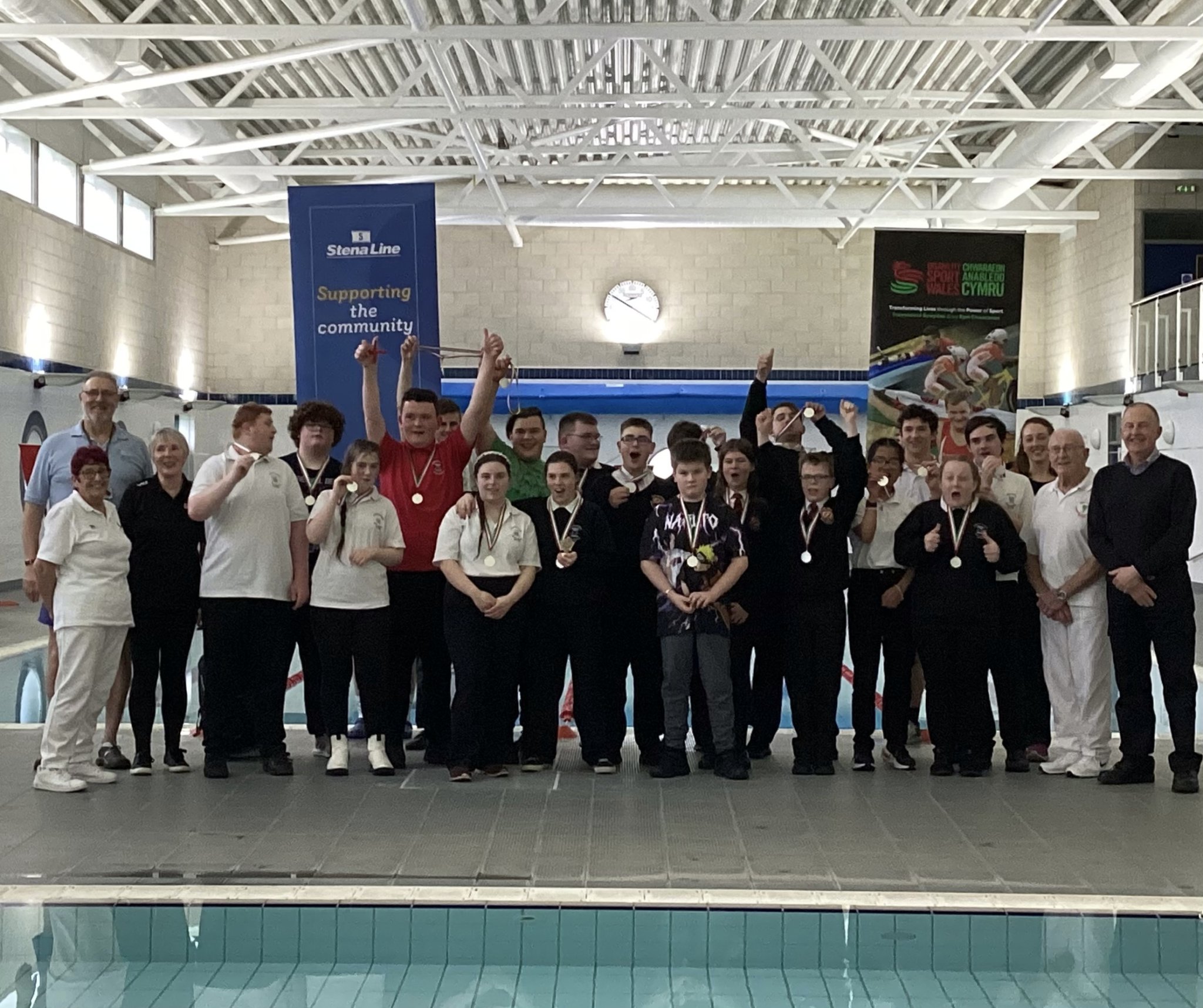 The award-winners with gala organisers at Fishguard Leisure Centre.