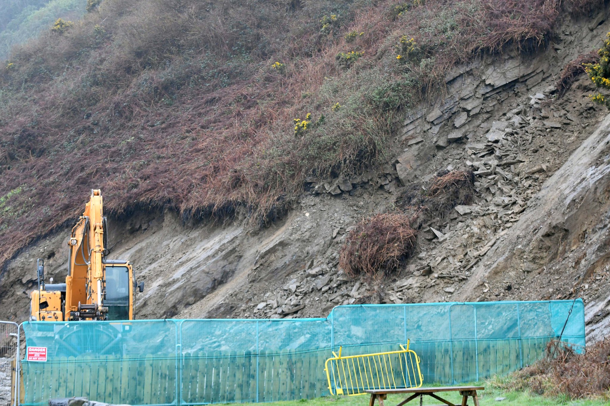 Landslides at the end of Laxey Promenade -