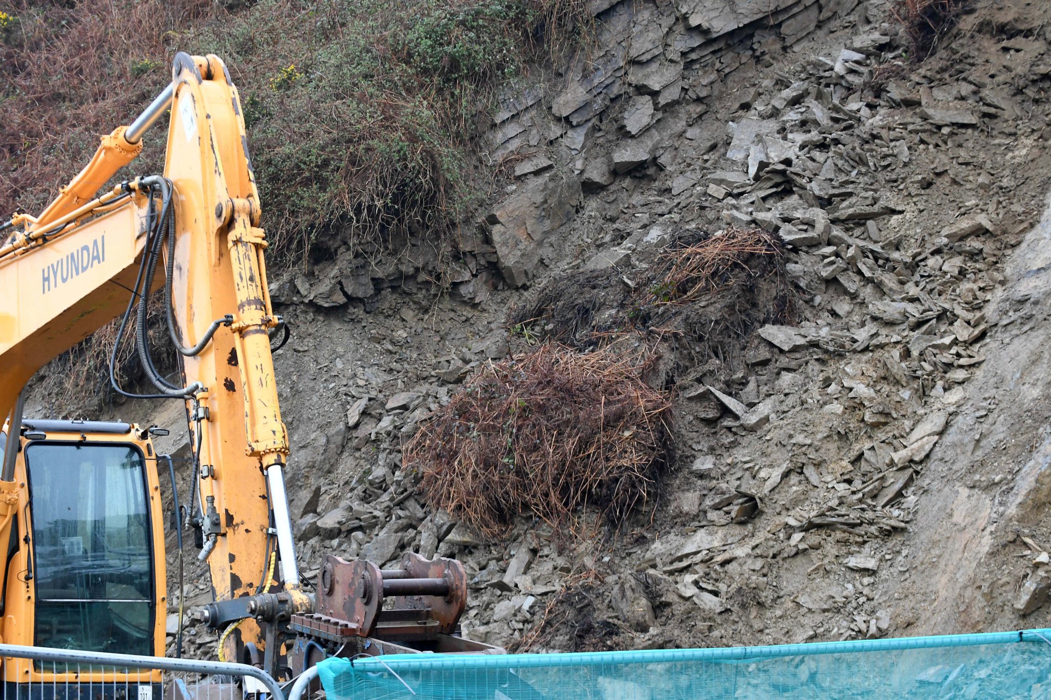Landslides at the end of Laxey Promenade -