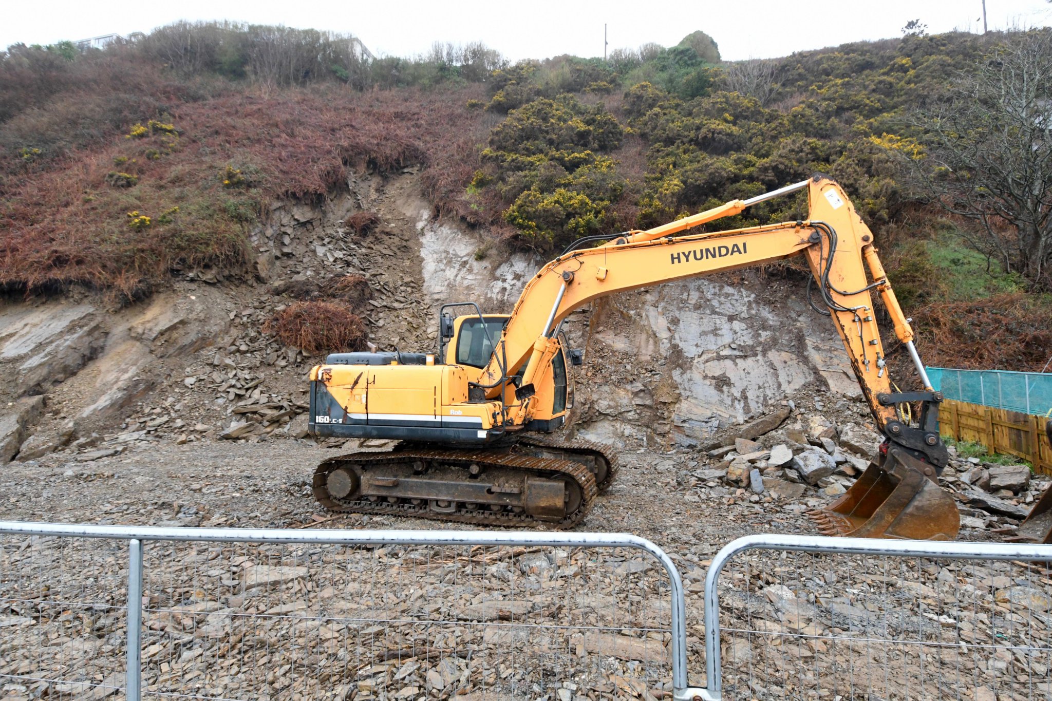 Landslides at the end of Laxey Promenade -