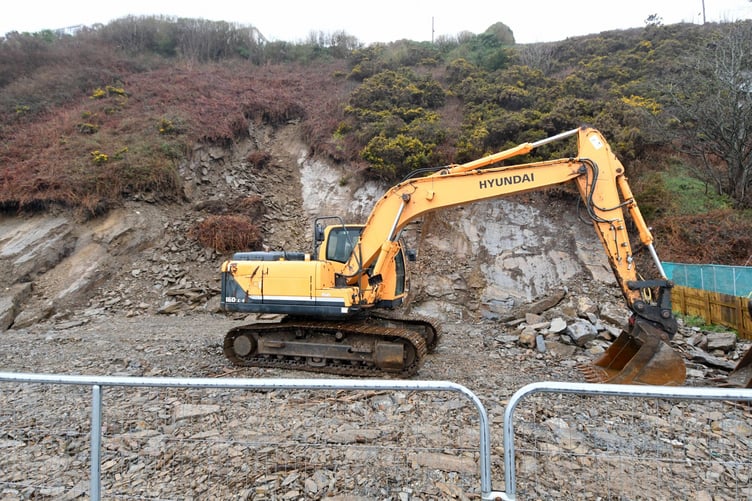 Landslides at the end of Laxey Promenade -