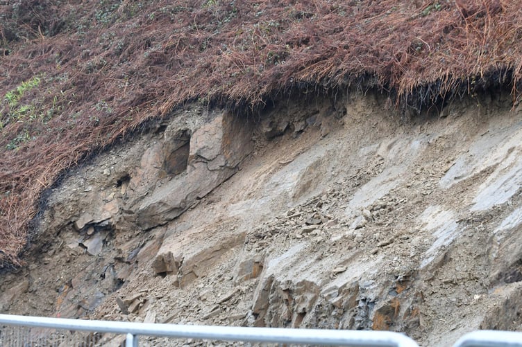 Landslides at the end of Laxey Promenade -