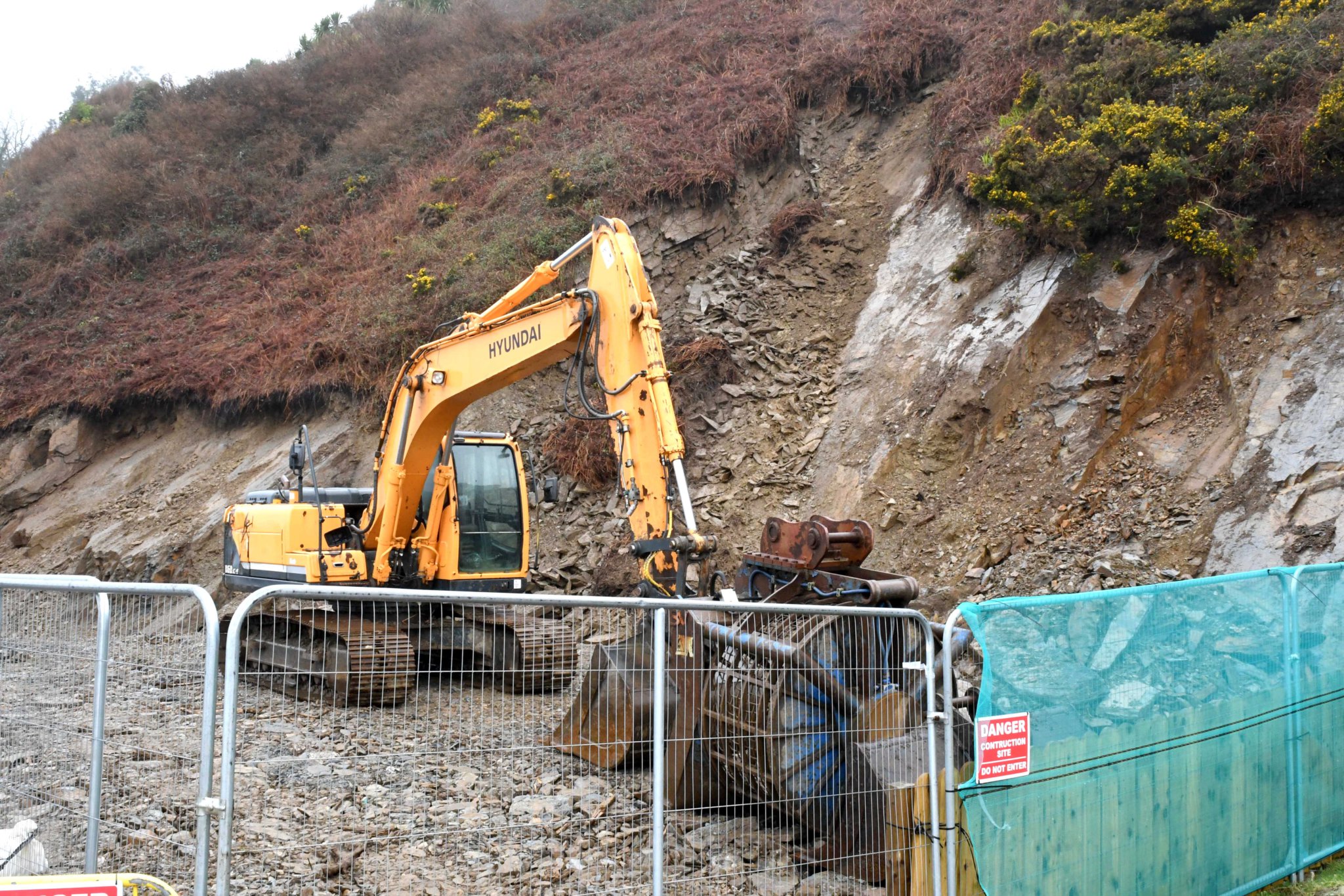 Landslides at the end of Laxey Promenade -