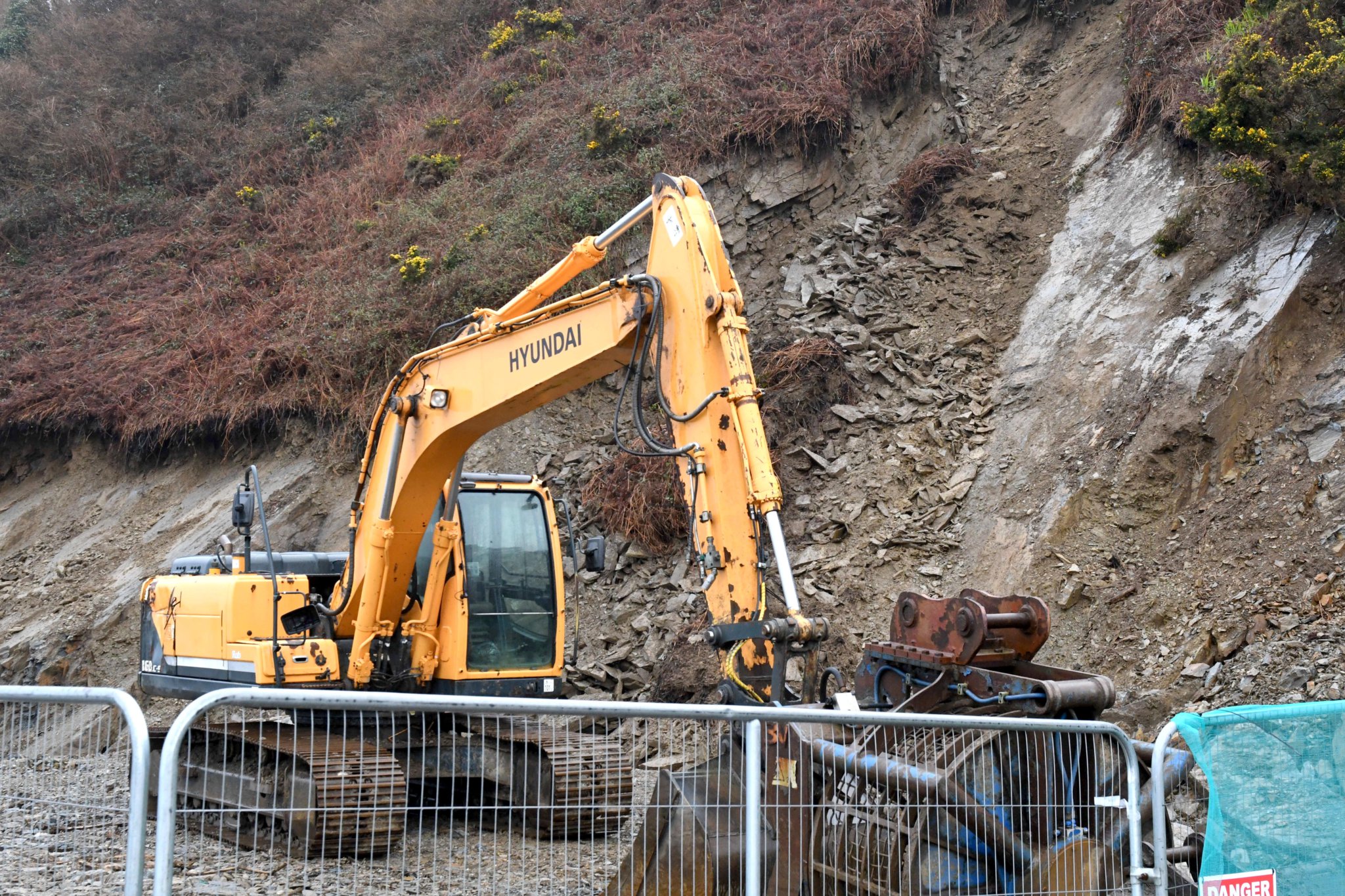 Landslides at the end of Laxey Promenade -