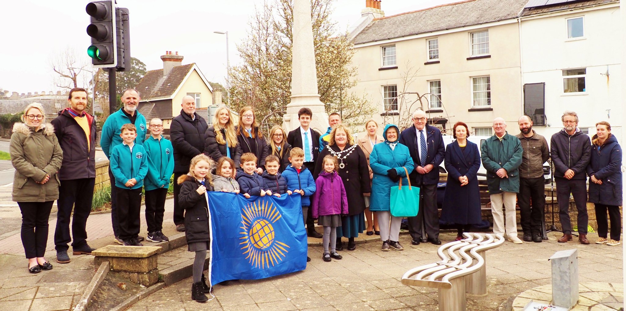 The flag was raised by Mayor Rachel Evans assisted by school children from all the Torpoint Schools. Picture: Andy Campfield
