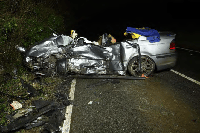 The state of Pusey's modified BMW after the Droxford crash