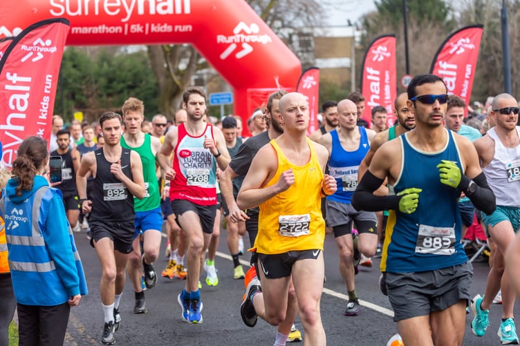 Thousands of runners took to the roads around Woking as part of the event.