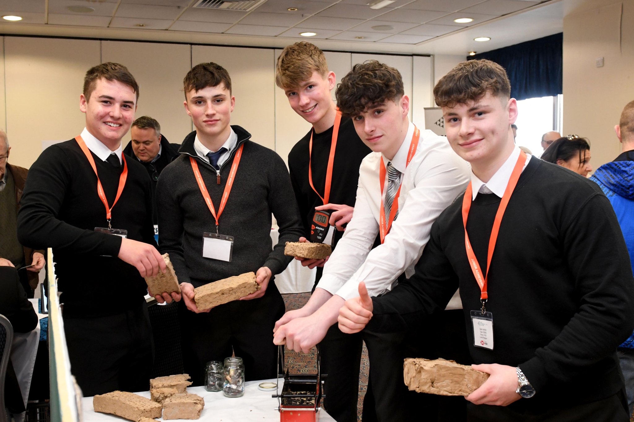 Junior Achievement Isle of Man’s company programme finals day at the Palace Hotel - team Zebra with its homemade cardboard fire briquettes