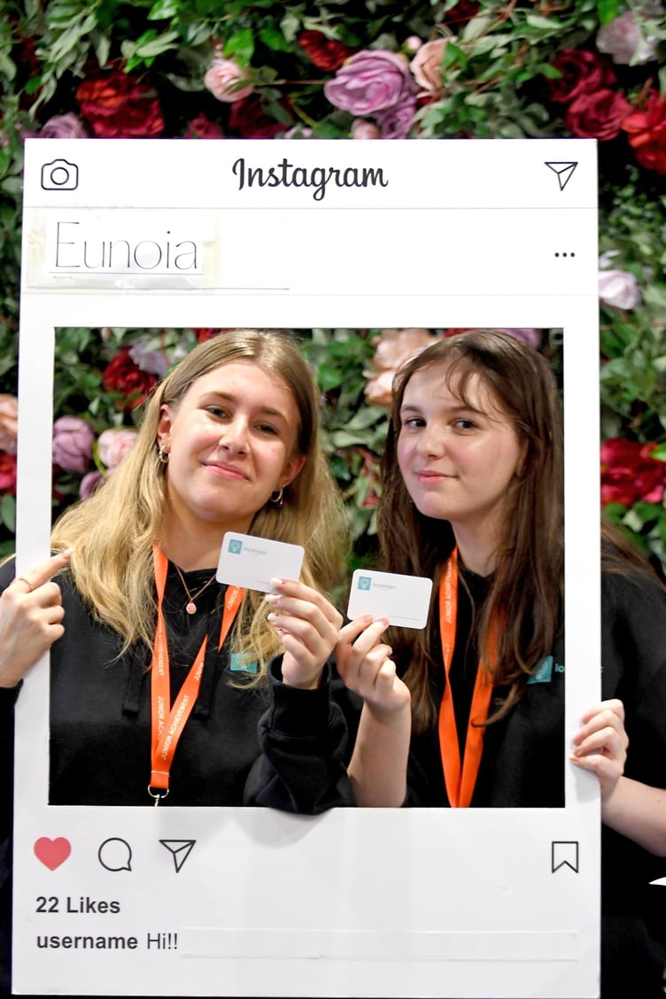Junior Achievement Isle of Man’s company programme finals day at the Palace Hotel - team Euonia with its loyalty card for shops around Ramsey