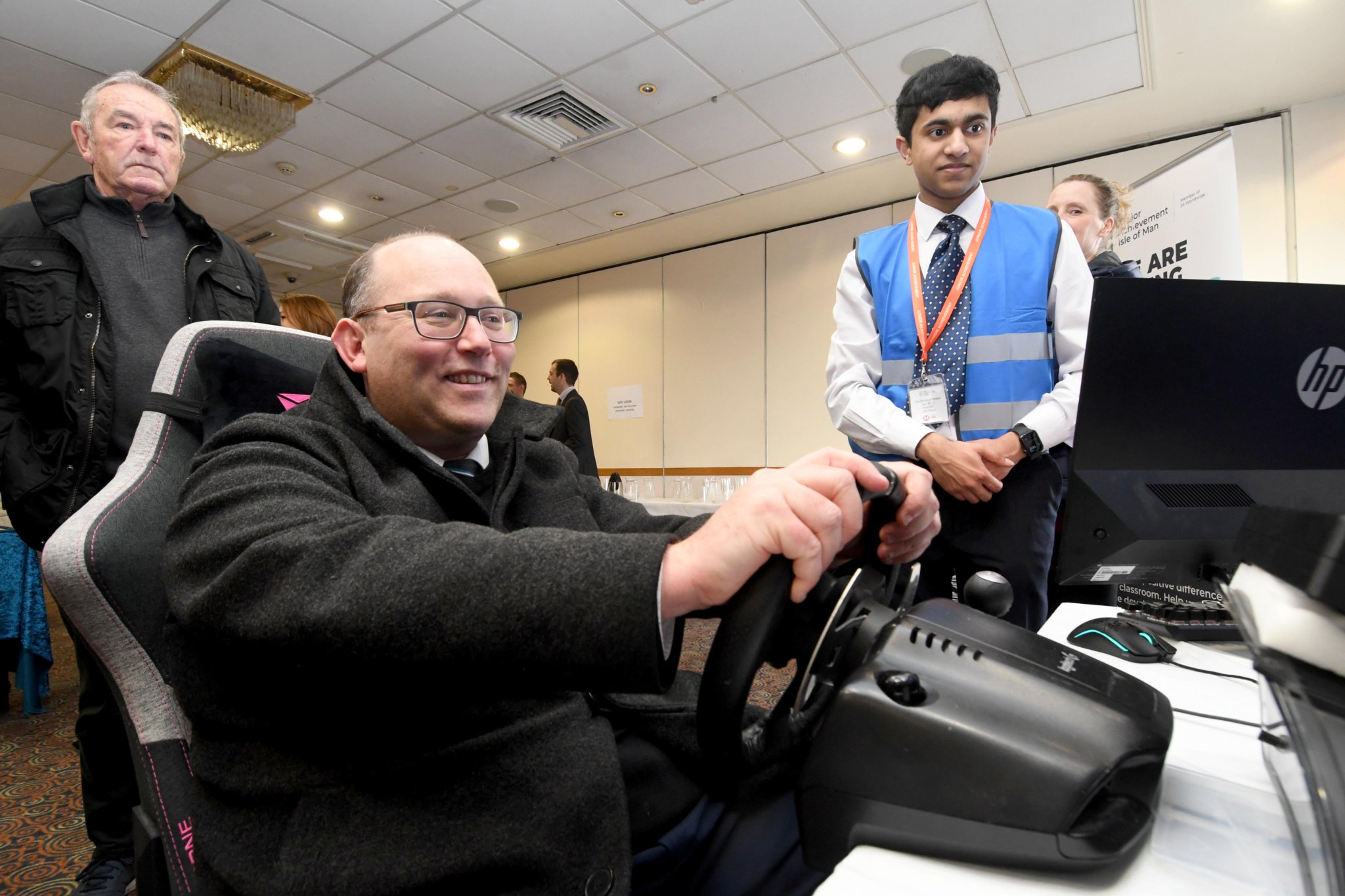 Junior Achievement Isle of Man’s company programme finals day at the Palace Hotel - team Apollo with a head-up display to assist car drivers