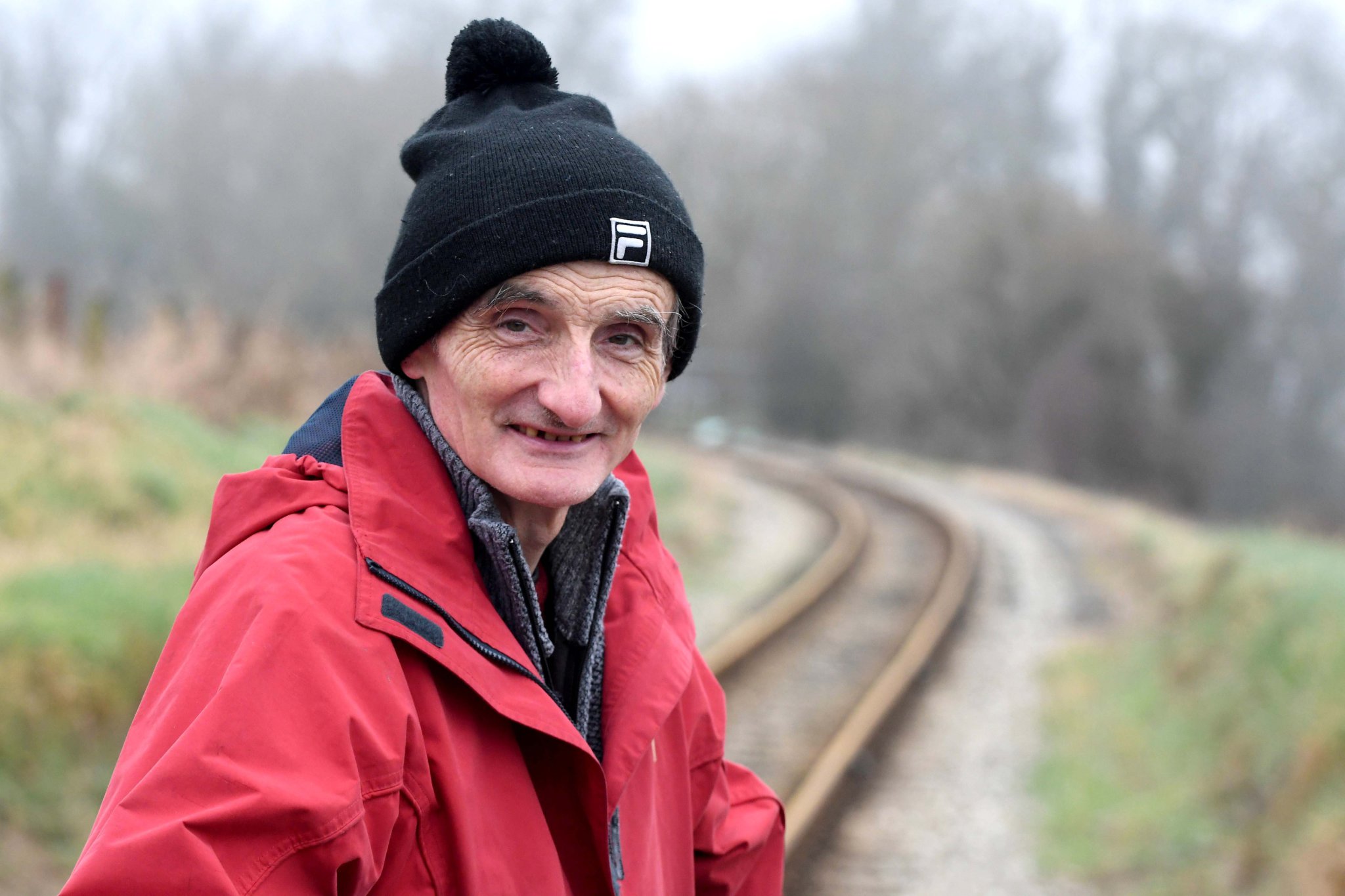 Ian Ellis at the Ballastrang crossing, the last road crossing on the Isle of Man Steam Railway network to be automated -