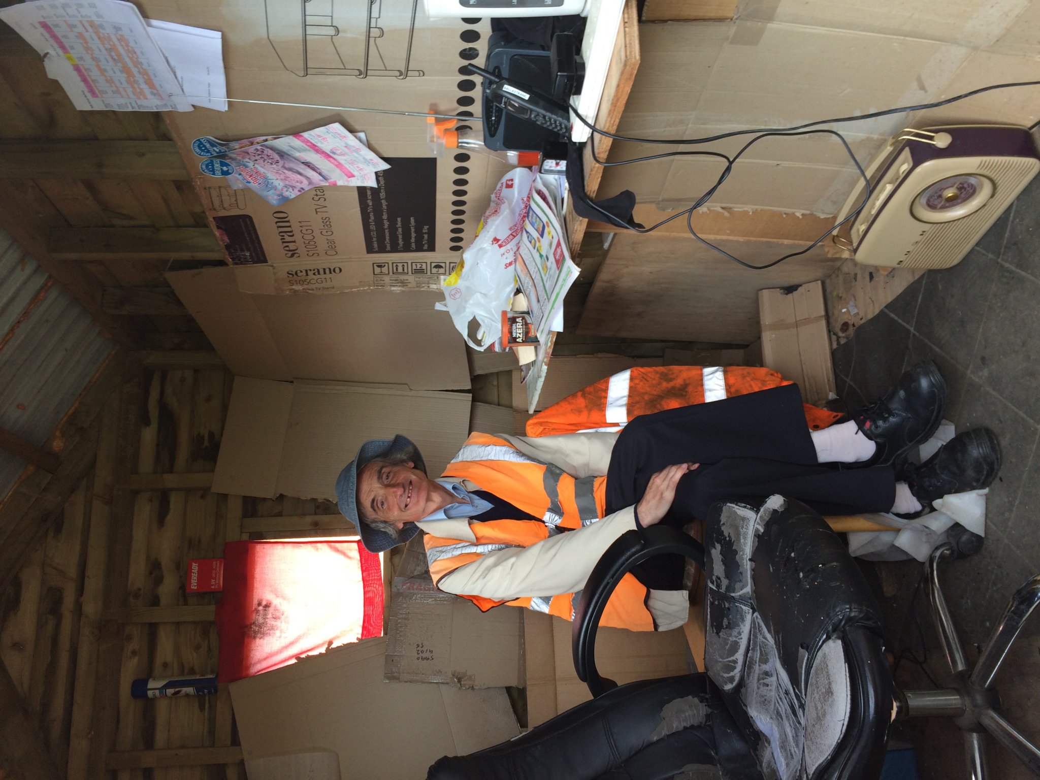 Ian Ellis in his hut at Ballastrang Crossing