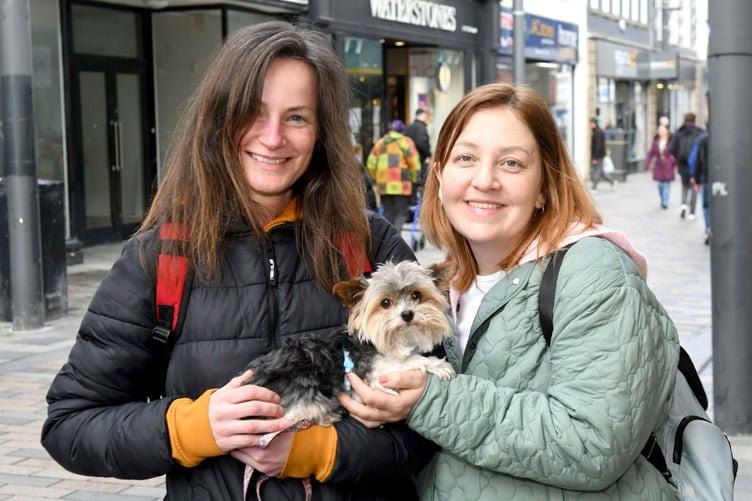 Public opinions on the Countryside Code - Lucie Velka (Douglas) and Tereza Vlckova (Crosby) with Molly the dog