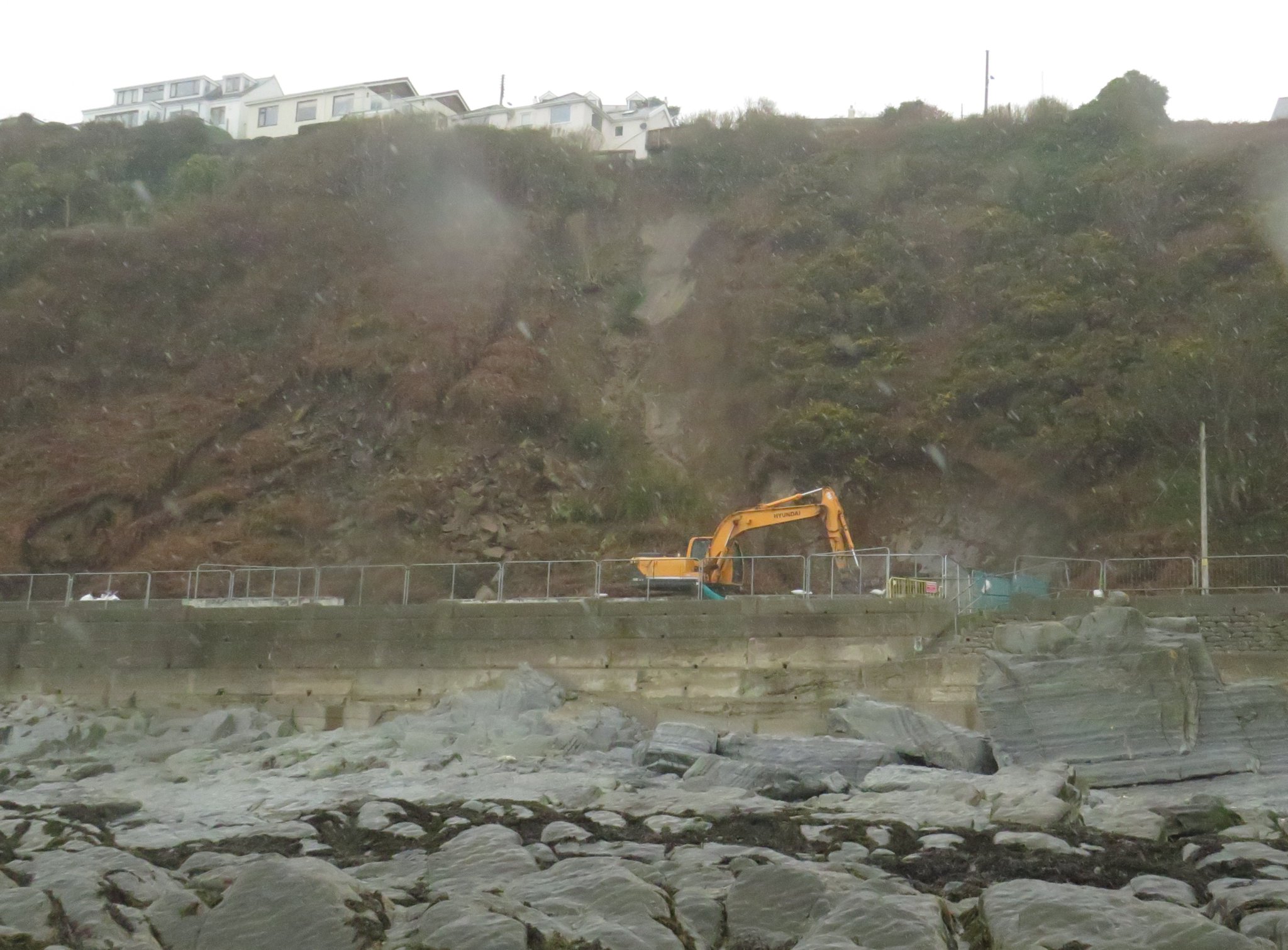 Patricia Newton's photograph of the landslip at the end of Laxey Promenade