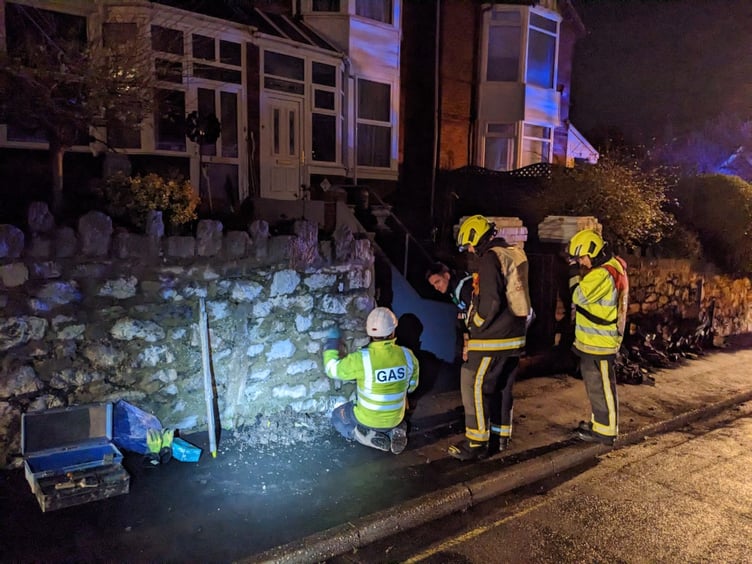The scene of a gas leak that led to homes being evacuated in Abbotsbury Road in Newton Abbot on Sunday evening.Pictures: Newton Abbot Fire Station