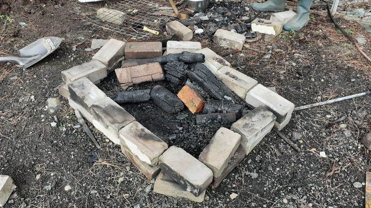 The part of unused land that was set on fire at Crossags farm campsite