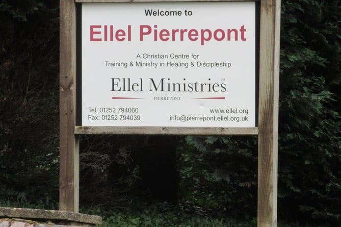 A sign at the entrance to Pierrepont House off Frensham Road