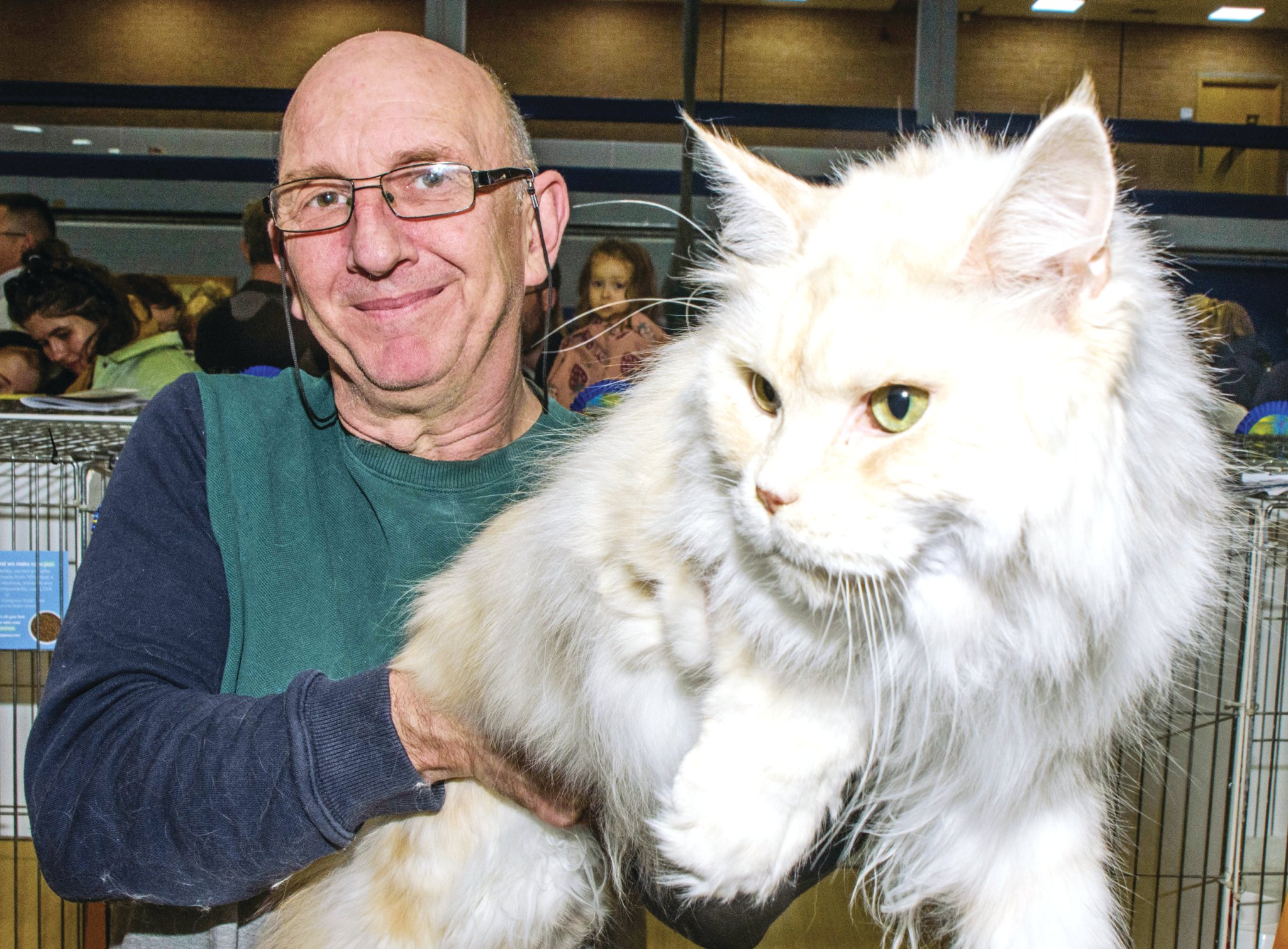 Steve with Paddy, a Maine Coon cat that weighs in at 7.2 kilograms.