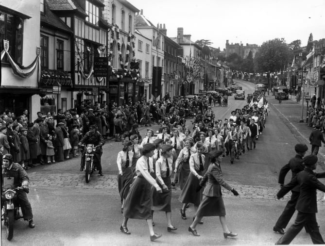 Farnham's Coronation united service parade to St Andrew's parish church on June 5, 1953