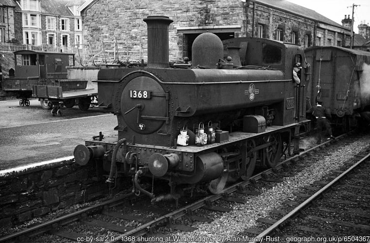 A steam train at Wadebridge in 1964