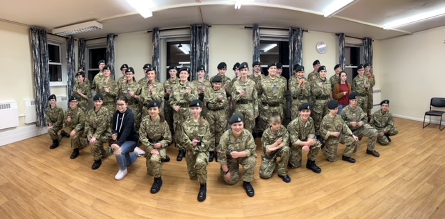 Launceston Royal British Legion President John Knights (Major, retired), Chairman Paul Oliver MBE (Lt Col, retired), Poppy Appeal Organiser Harry Colville and Youth Section Representative Dee Wade-Hall attended the recent meeting to hand out the official affiliation patches to cadets