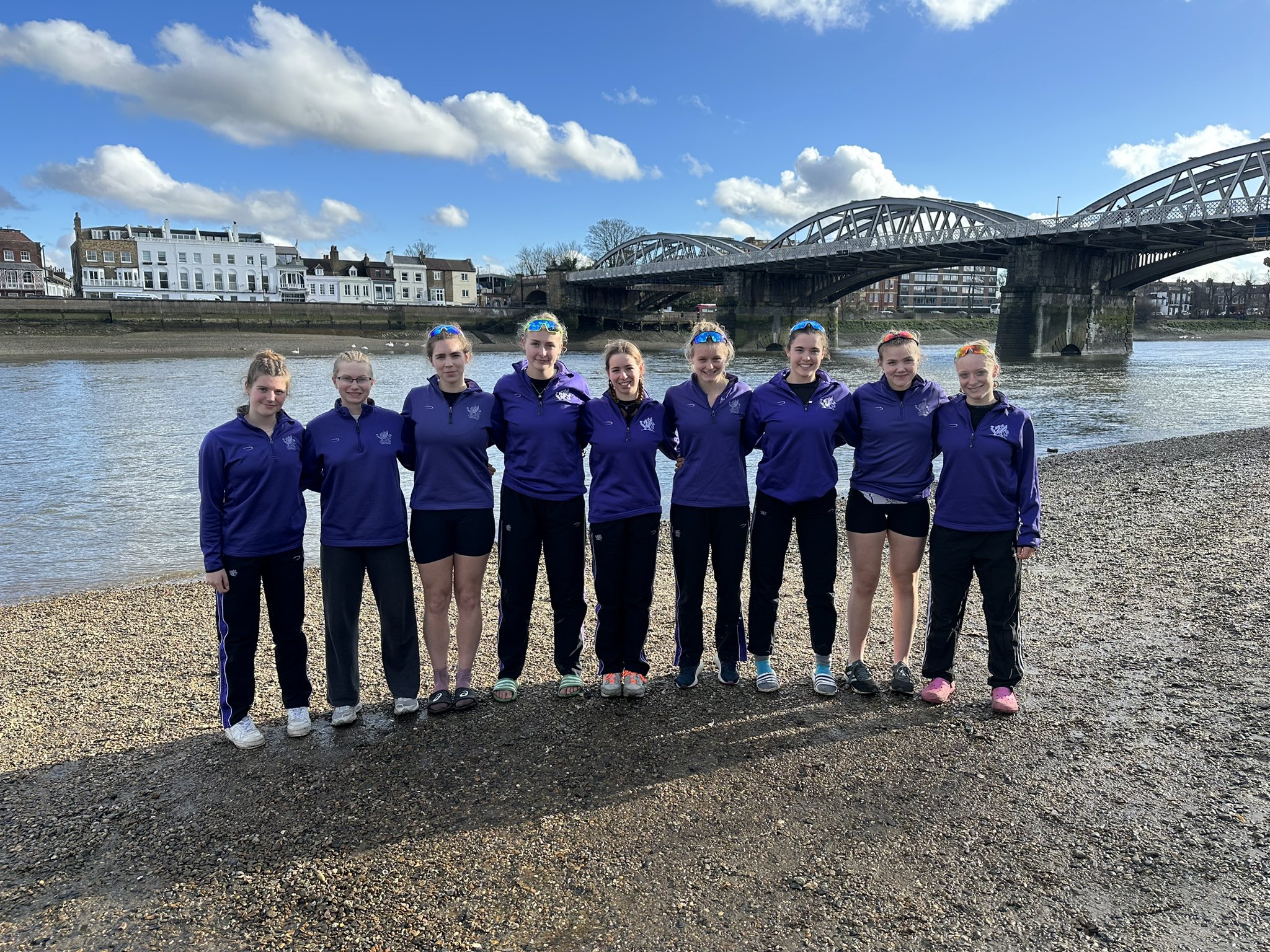 Yasmin Howe, third from right, and Violet Holbrow, second from right, with their Wycliffe crew.