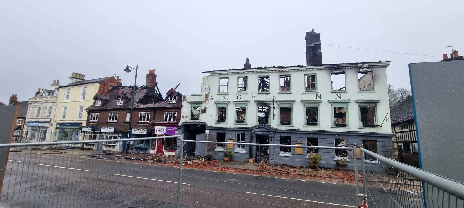 <p>A fire ripped through the 400 year old Angel Inn hotel in Midhurst on March 16</p>