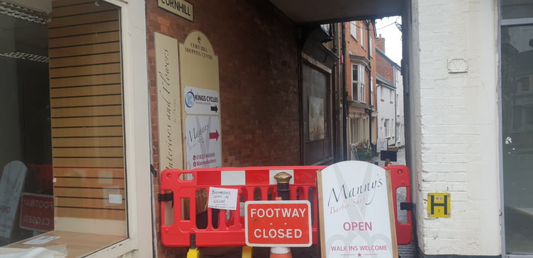 The Cornhill, Wellington, closure from the Fore Street end.