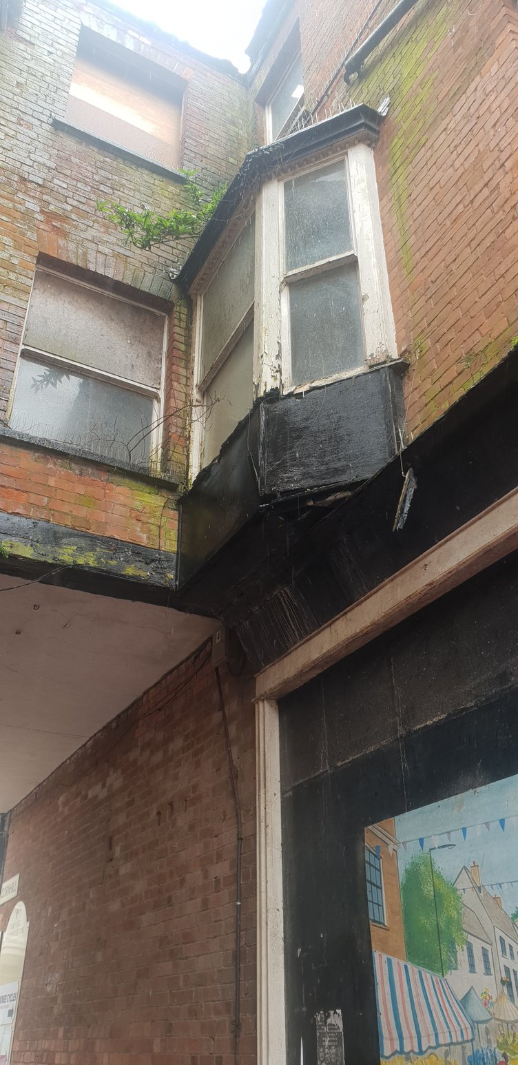 The bay window at the centre of safety fears in Cornhill, Wellington.