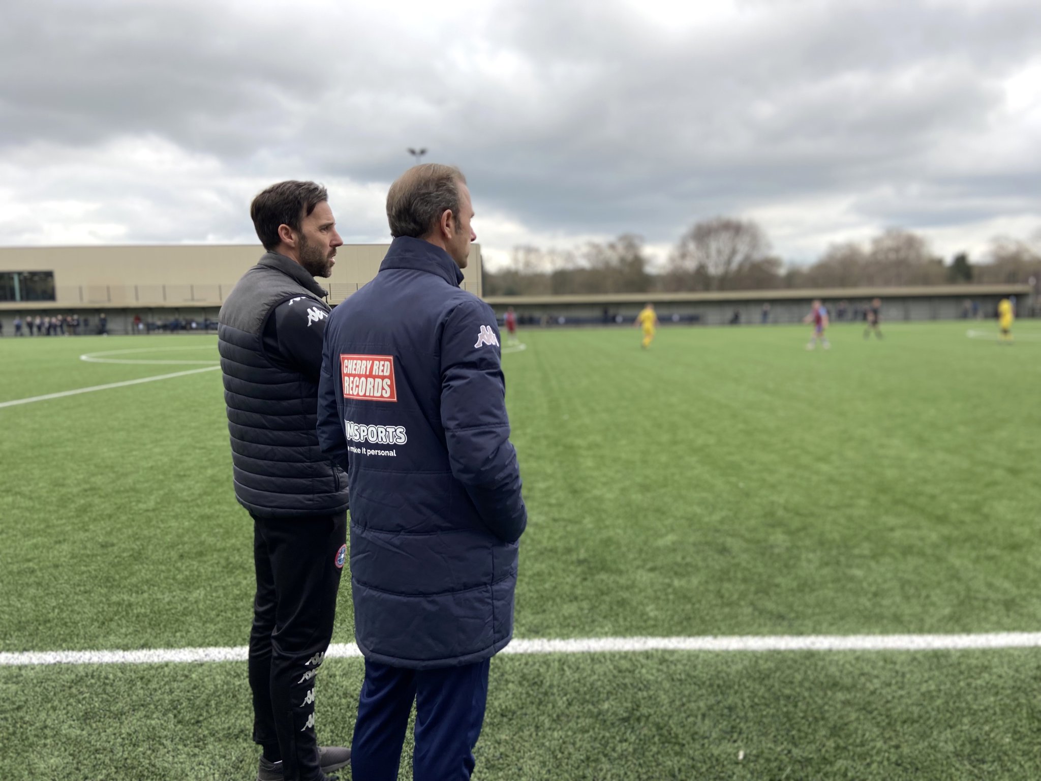 Co-manager Gavin Smith (left) looks on against Tadley Calleva