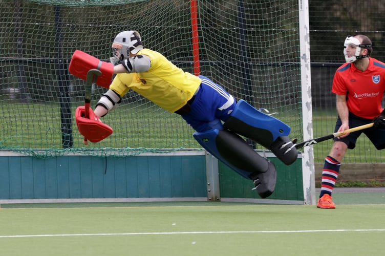 Goalkeeper Hamish Hall in full flight