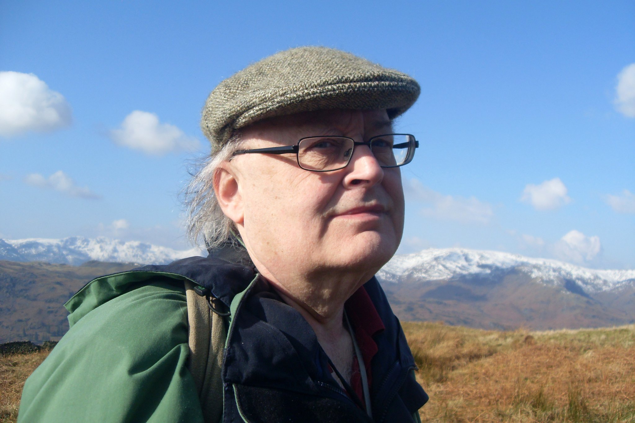John Bainbridge and right, his new novel Gibbet Hill.